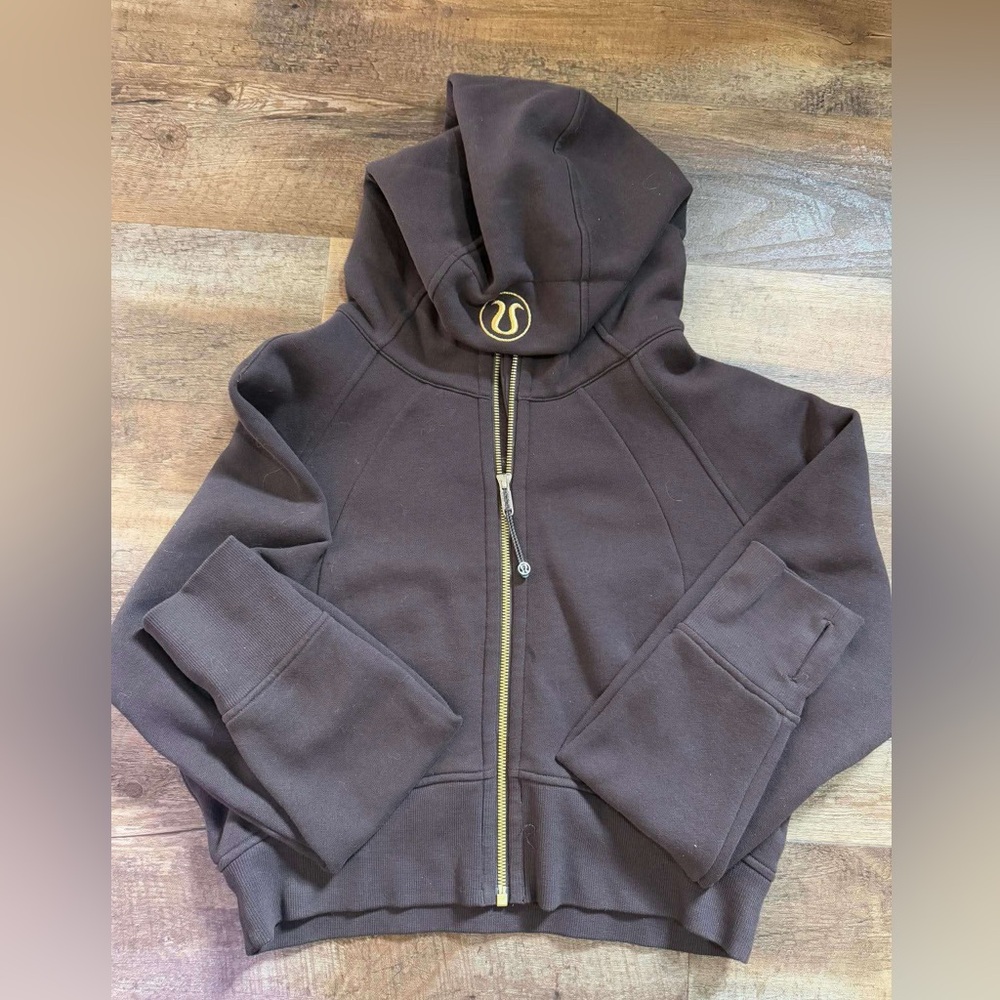Brown and gold lululemon scuba zip up